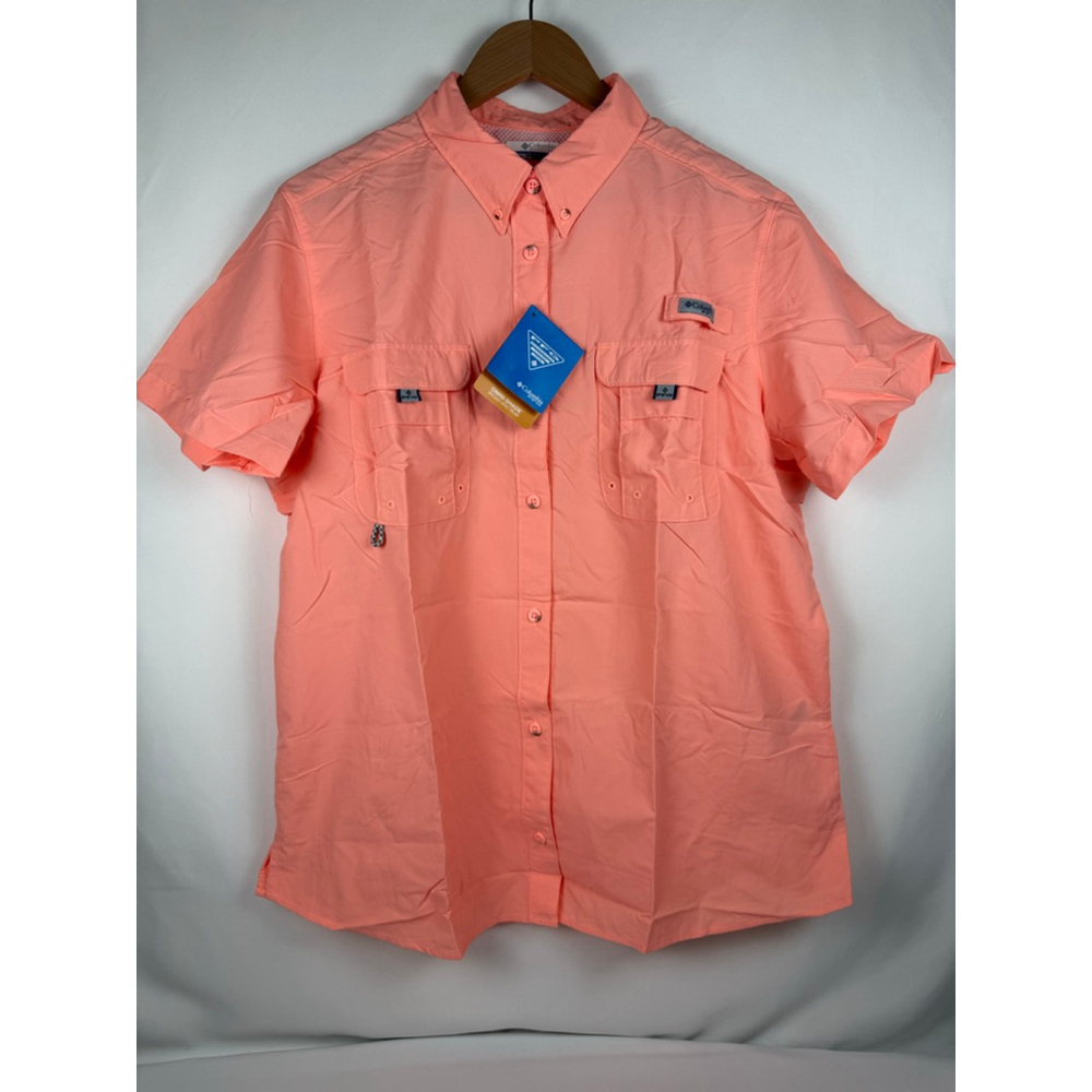 Women's Columbia PFG Bahama Short Sleeve Shirt Pink XL/TG
